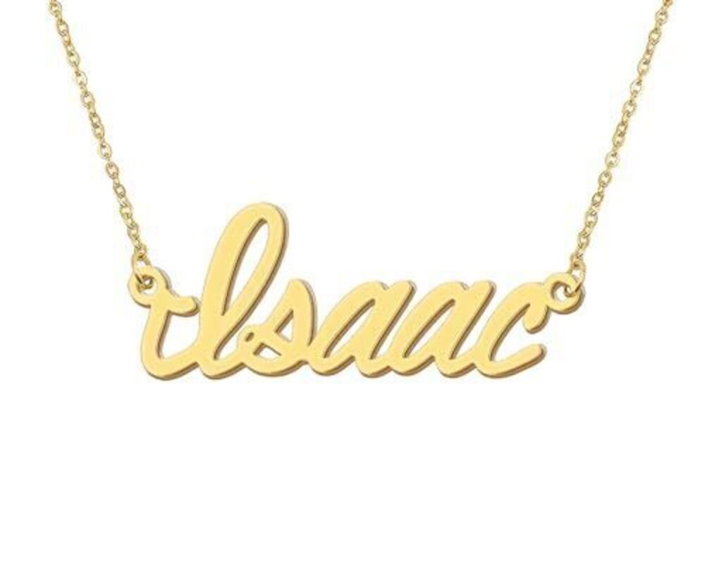 9417 18k Gold Plated Isaac Name Initial Necklace Nameplate Stainless Steel